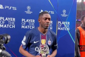 巴黎5-4拜仁，金球先生登贝莱两射一传获全场最佳